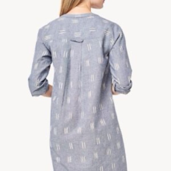 LILLA P Ikat Button Down Shirt Dress Blue Grey Size Small - Picture 3 of 9